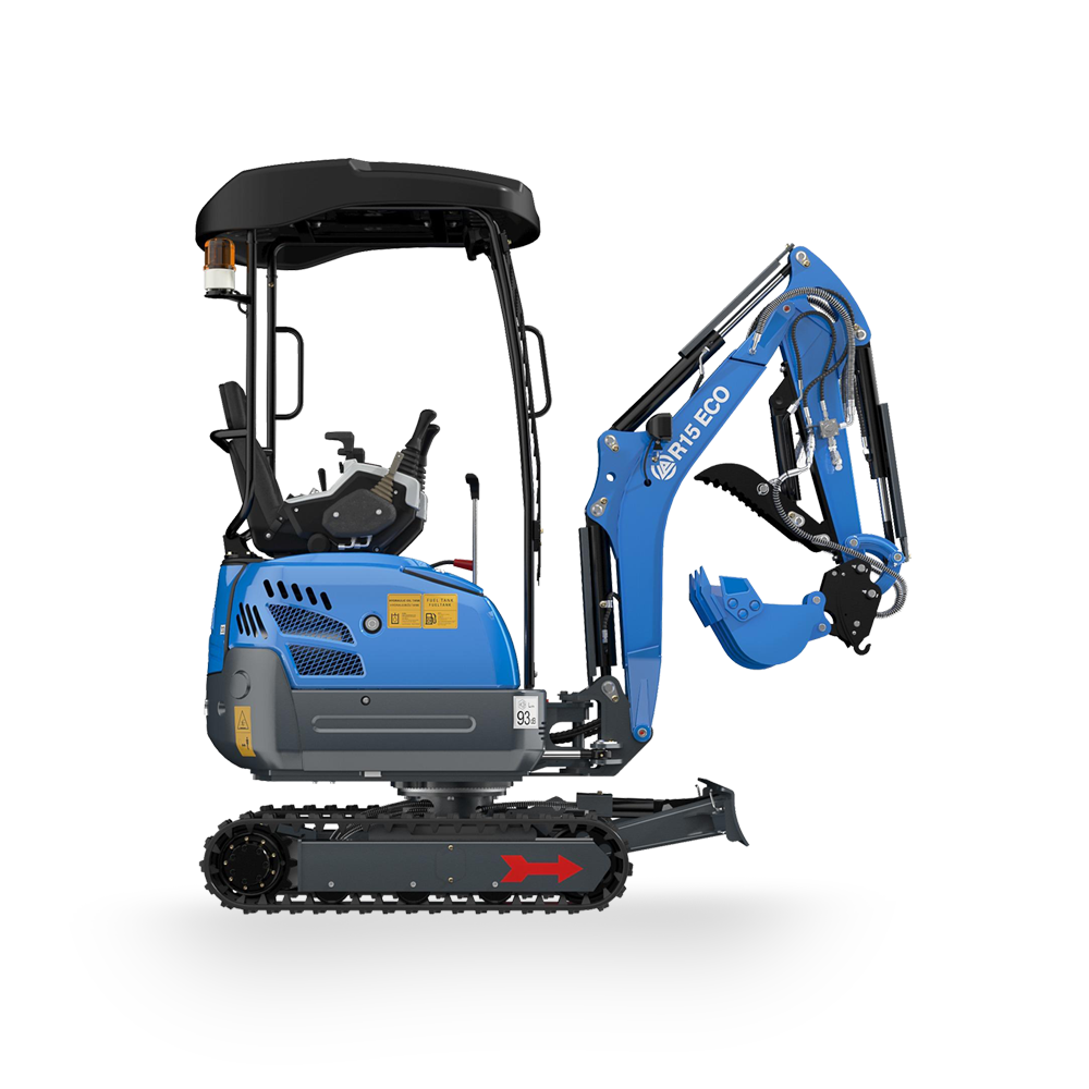 Rippa R15 ECO Minibagger mit Kubota D722 Diesel, Seitenansicht