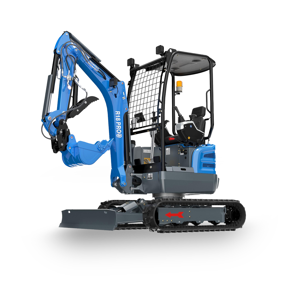 Rippa R18 PRO Minibagger mit Kubota D902 Diesel, Seitenansicht