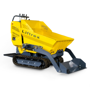 Vikšrinis mini dumperis Liftrex D5100 su priekiniu krautuvo kaušu, šoninis vaizdas